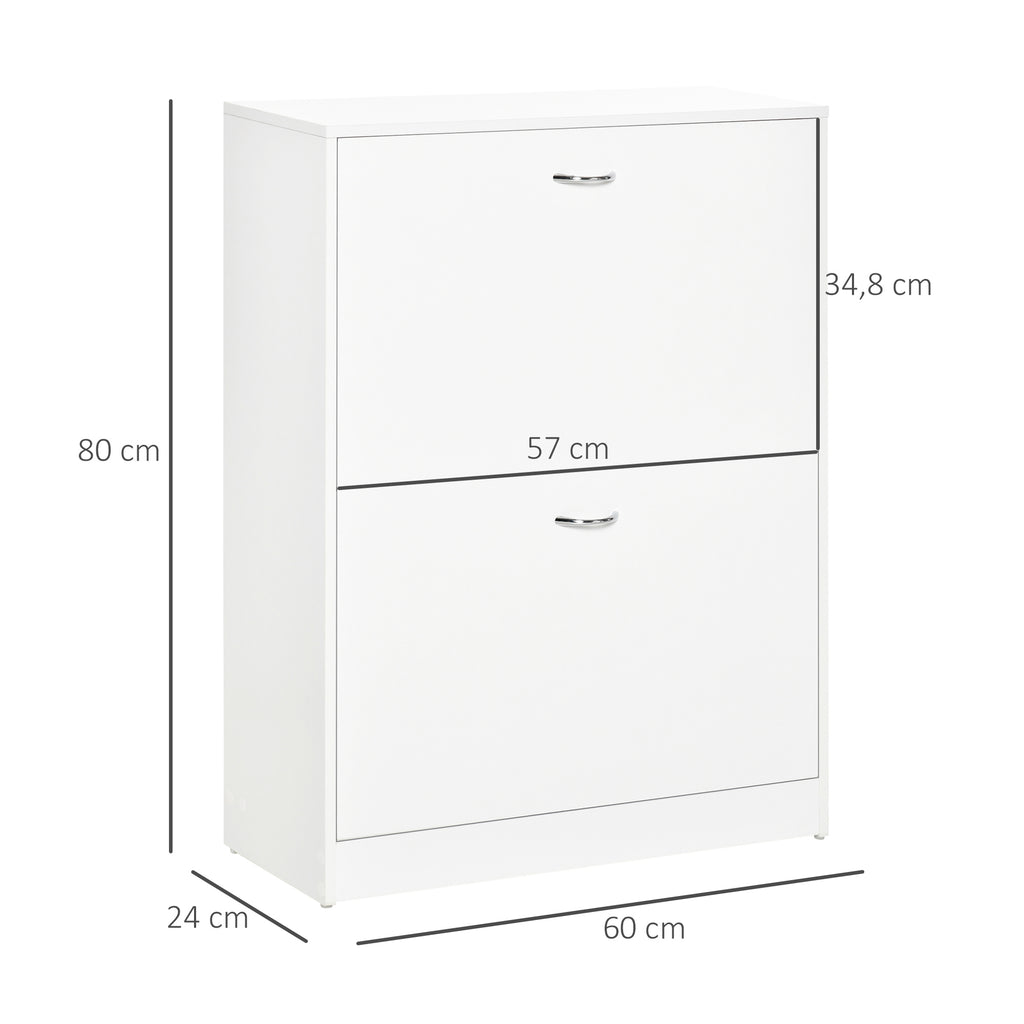 Sapateira de Madeira Armário para Sapatos com 2 Compartimentos para Entrada Corredor Dormitório Sala de Estar 60x24x80 cm Branco — foto 3