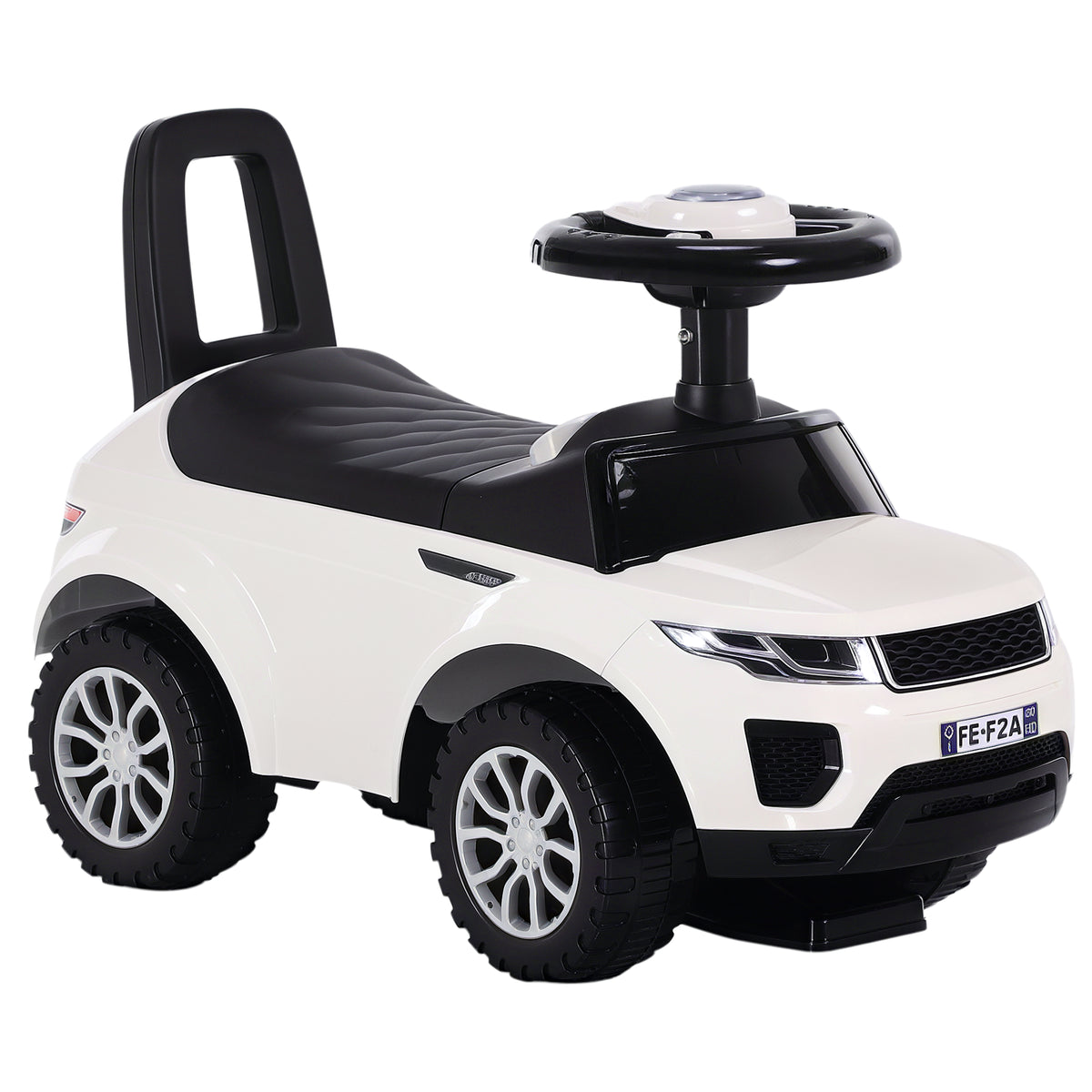 Quad Correpasillos Criança 1-3 Anos Carro sem Pedais para Bebé Brinquedo Andador Estilo Corrida com Buzina Volante Compartimento Oculto 62x28x41,5cm Branco — foto 1