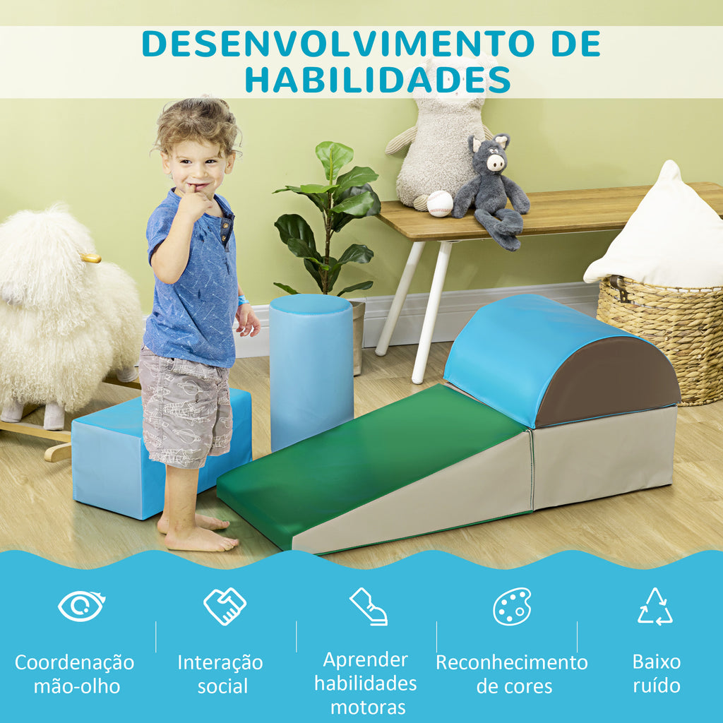 Conjunto de 5 Blocos de Psicomotricidade para Crianças Blocos de Construção Figuras de Construção Brinquedo de Aprendizagem para Escalar Gatear Multicor - Modelo 1 — foto 7