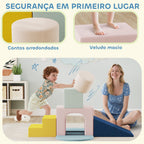 Conjunto de 8 Blocos de Espuma para Crianças Blocos de Psicomotricidade com Capas de Veludo Laváveis Conjunto de Escalada Interior para Escalar e Rastejar Multicor — foto 6