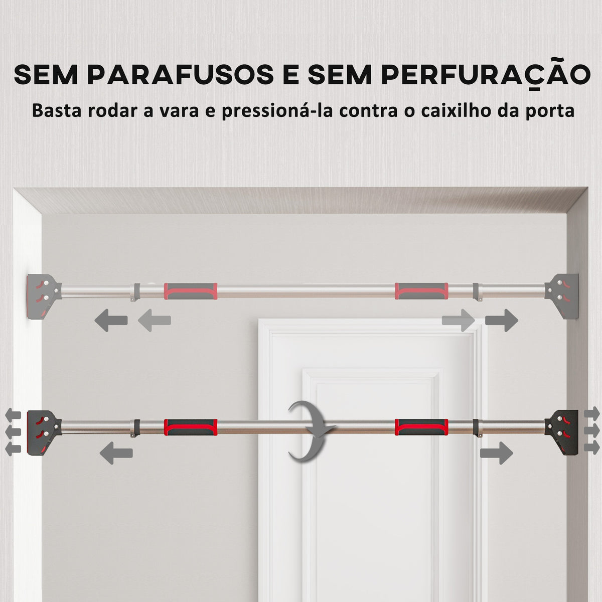 Barra de Elevação para Porta Barra para Fazer Elevações Ajustável de 95 cm a 123 cm Carga 200 kg para Exercícios e Treino em Casa Ginásio Vermelho e Preto — foto 5