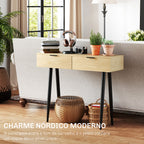 Mesa Consola Móvel para Entrada com 2 Gavetas e Pés de Aço Consola para Entrada Corredor 100x30x80,5 cm Carvalho — foto 4