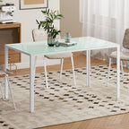 Mesa de Refeição de Vidro Mesa Retangular para 6 Pessoas com Pés de Metal Multifuncional para Cozinha ou Sala 140x80x75 cm Branco — foto 2