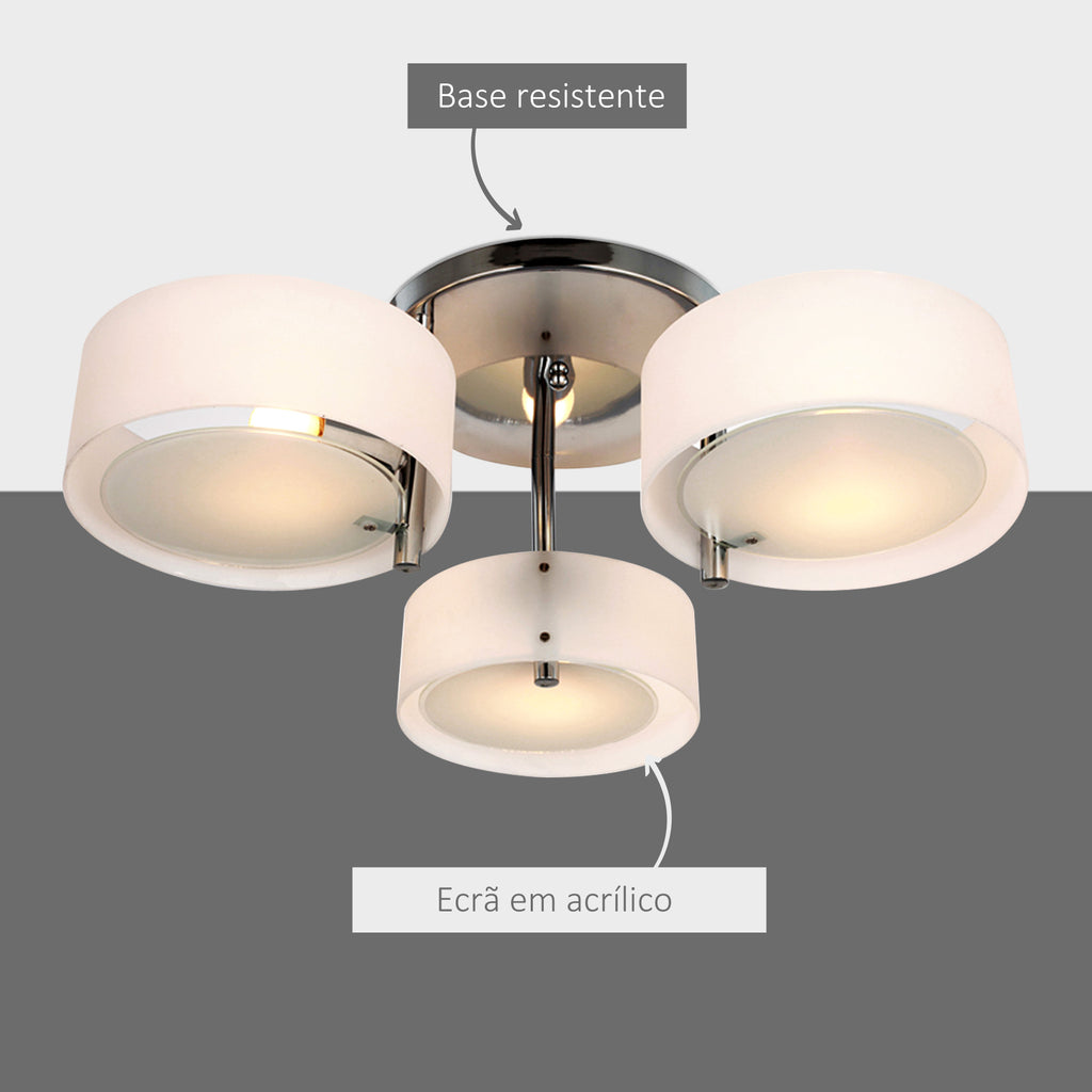 Candeeiro de Teto Moderno Candeeiro Suspenso com Ecrã em Acrílico e Suporte para Lâmpada E27 Candeeiro para Sala de Estar Dormitório Sala de Jantar Ø64x20 cm Branco — foto 4