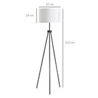 Candeeiro de Pé Moderno Candeeiro de Pé para Sala de Estar com Ecrã Redondo Tripé e Suporte para Lâmpada E27 Ø37x152 cm Branco e Preto — foto 3