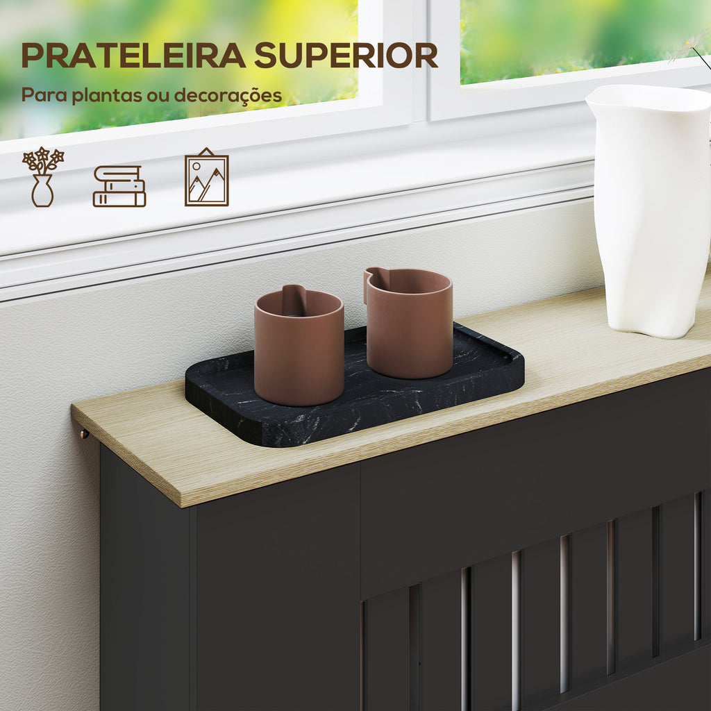 Cobertura para Radiadores Proteção Radiador de MDF 78x19x81 cm Cobertura de Radiador Desenho Moderno de Ripas e Colmeia para Sala Quarto Preto — foto 5