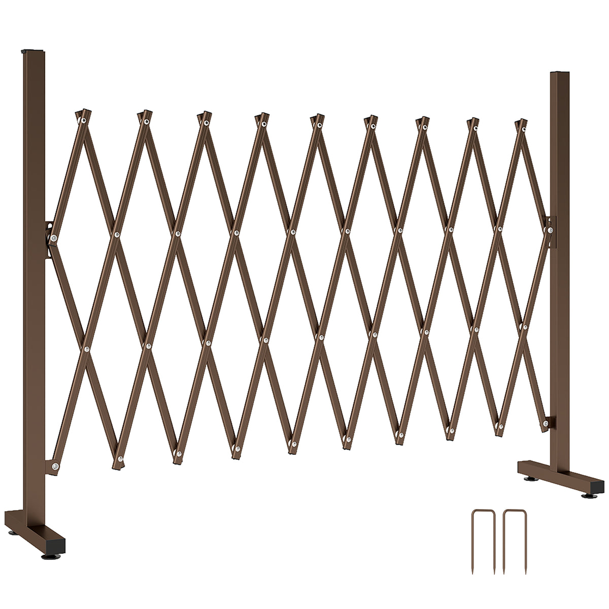 Cerca de Jardim em Liga de Alumínio Barreira de Exterior Extensível Cerca de Jardim Metálica para Decoração 250x31x103,5 cm Marrom — foto 1