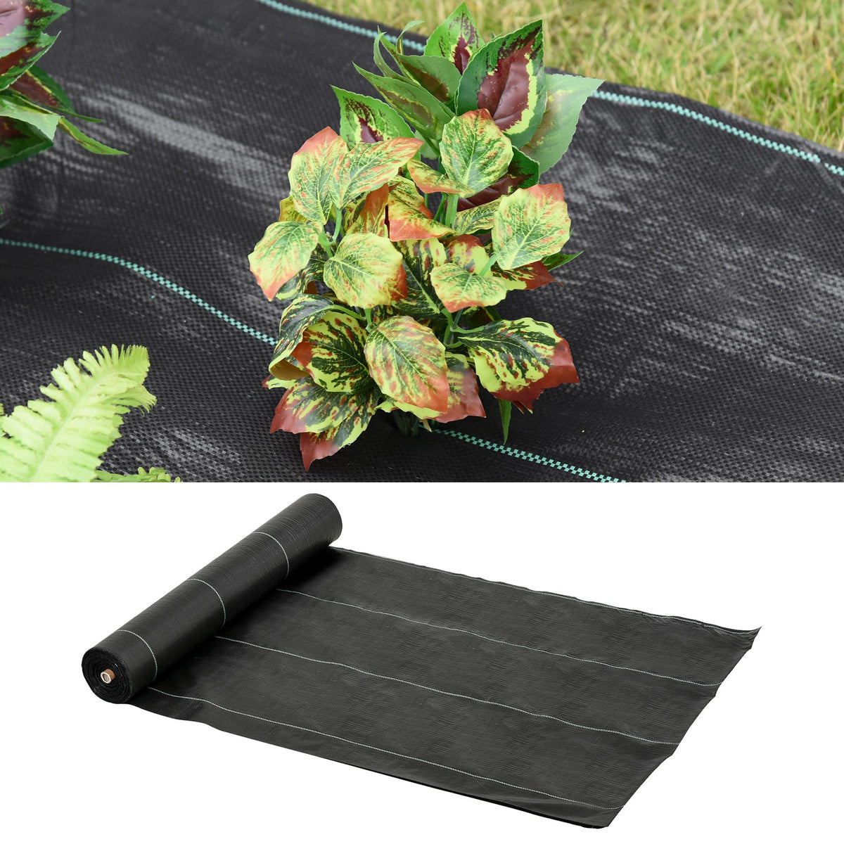 Malha Geotêxtil 2x50 m Malha de jardim contra ervas daninhas 100 g / m² rolo de malha preto — foto 2