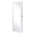 Espelho com Móvel de Bijuterias de Parede Espelho de Parede Organizador de Jóias com Ganchos e Ranhuras para Dormitórios 37x9,5x112cm Branco — foto 1