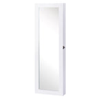 Espelho com Móvel de Bijuterias de Parede Espelho de Parede Organizador de Jóias com Ganchos e Ranhuras para Dormitórios 37x9,5x112cm Branco — foto 1