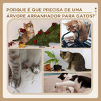 Árvore Arranhador para Gatos 112 cm com 4 Níveis Poste de Sisal Caverna Espaçosa Múltiplas Plataformas e Brinquedos Divertidos 75x40x112 cm Bege — foto 7