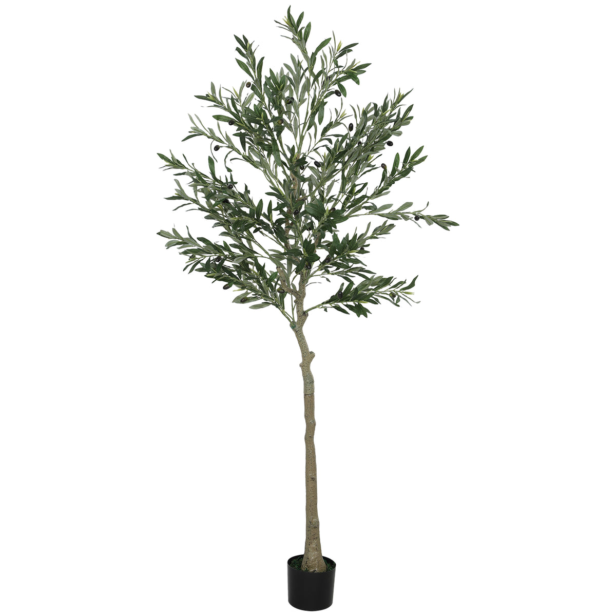 Oliveira Artificial 180 cm Planta Artificial Decorativa Grande Árvore Artificial de Interior com 40 Azeitonas Decoração para Lar Escritório Varanda Quarto Verde — foto 1