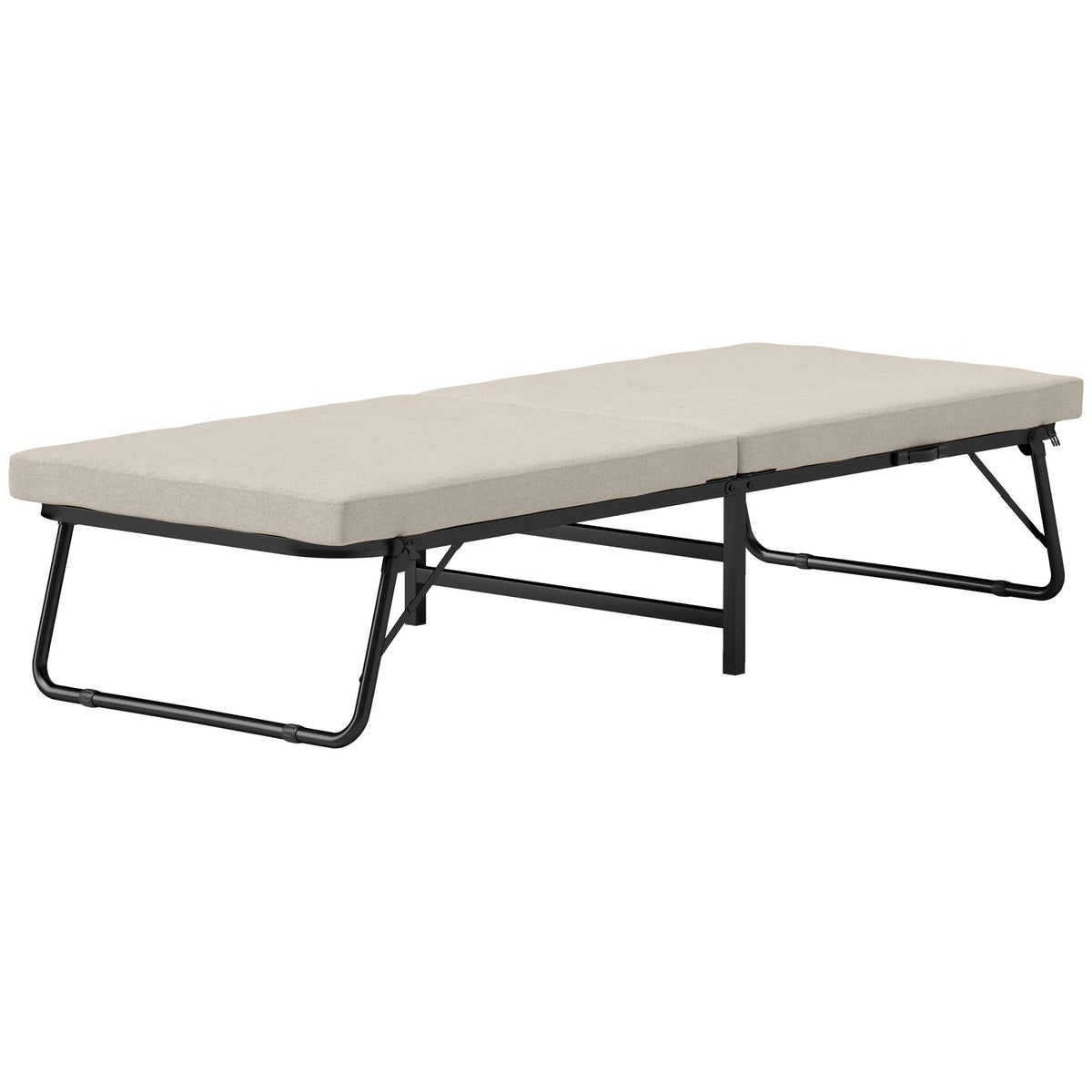Cama Dobrável 70x180 cm com Colchão de Espuma Cama Dobrável com Encosto Ajustável em 5 Posições e Rodas Cama para Convidados Carga 120 kg — foto 1
