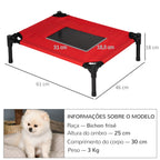 Cama para Animais de Estimação Cama Elevada para Cães Gatos Portátil Tecido Transpirável para Exterior Interior 64x46x18cm Vermelho — foto 3