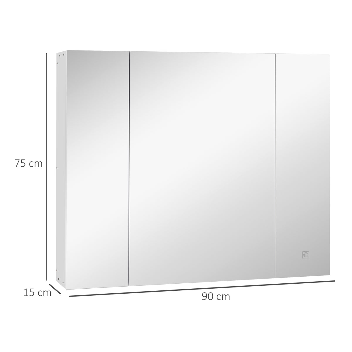 Armário Casa de Banho com Espelho e Luzes LED Armário com Espelho para Casa de Banho com Prateleiras Ajustáveis e USB Móvel para Casa de Banho Estilo Moderno 90x15x75 cm Branco — foto 3