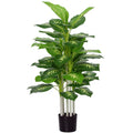 Planta Artificial de 120 cm com 53 Folhas Realistas e Vaso de Cimento Planta Sintética Decoração para Casa Escritório e Exterior Verde — foto 1