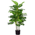 Planta Artificial de 120 cm com 53 Folhas Realistas e Vaso de Cimento Planta Sintética Decoração para Casa Escritório e Exterior Verde — foto 1