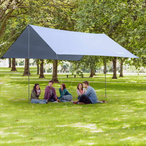 Abrigo de Campismo Portátil 300x292 cm Tenda de Campismo Impermeável com Proteção Solar para Praia Piquenique Exterior Branco — foto 2
