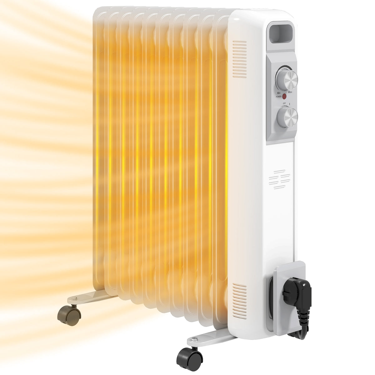 Aquecedor a Óleo Silencioso de 11 elementos 2500W Aquecedor a Óleo de Baixo Consumo com Temperatura Ajustável Proteção conta Sobrequecimento 3 Ajustes de Aquecimento para 25 m² Branco — foto 1