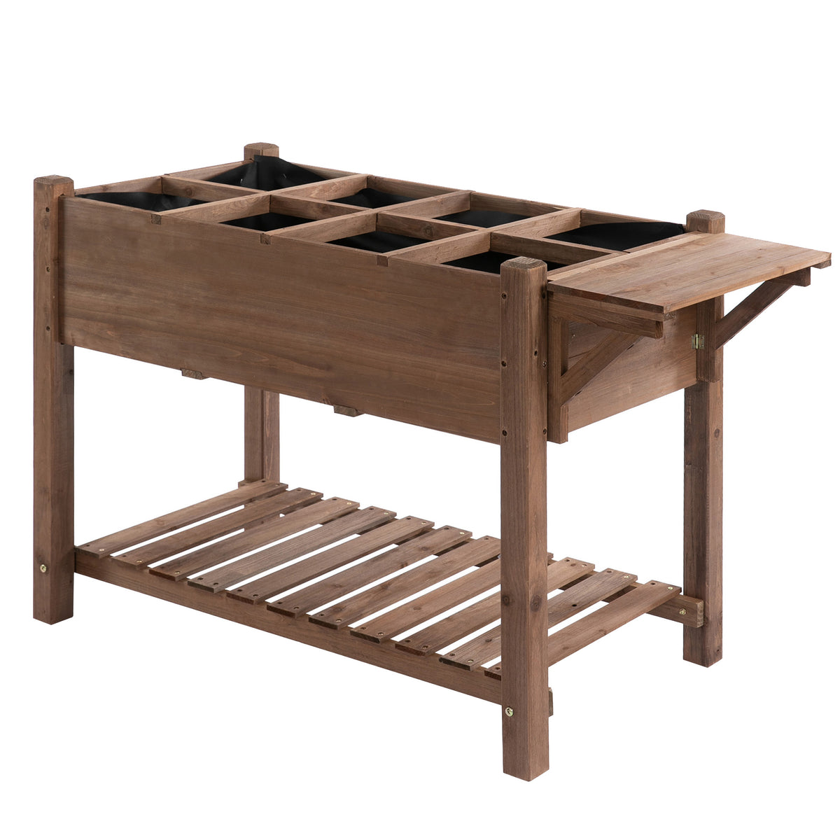 Horta Vertical com Prateleira Horta Elevada de Madeira Maciça para Cultivo de Flores Verduras Ervas 123x54x74cm Marrom — foto 1