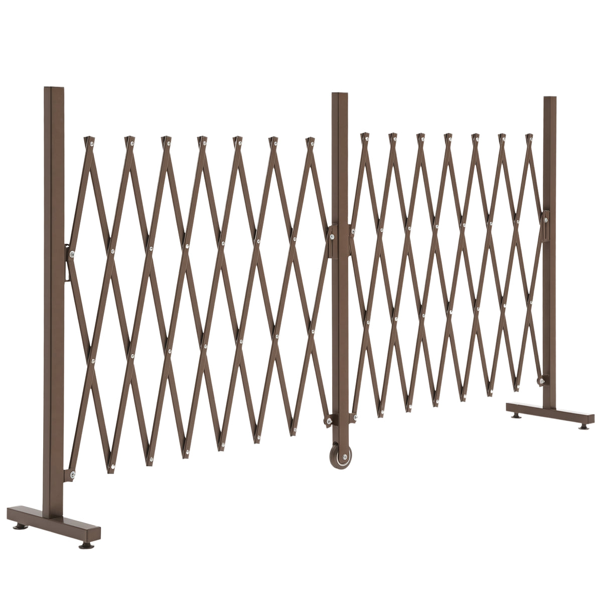 Cerca de Jardim Exterior de Liga de Alumínio Vedação Metálica Extensível com Rodas para Decoração Varanda Pátio 405x31x103,5 cm Marrom Escuro — foto 1