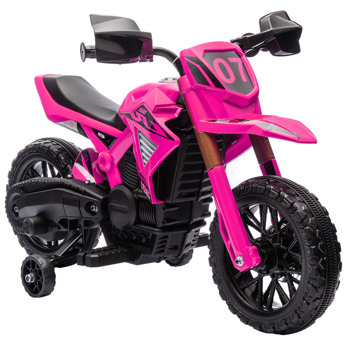 AIYPLAY Mota Elétrica para Crianças acima de 3 Anos Moto a Bateria para Crianças 6V com Rodas de Treino e Buzina Mota para Crianças Carga 30 kg 105x57x62 cm Rosa — foto 1