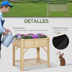 Horta Urbana de Madeira Mesa de Cultivo com 6 Compartimentos e Prateleira Inferior para Plantas e Flores em Jardim Terraço Exterior Capacidade 80 kg 78,5x58x81 cm Cor Natural — foto 7