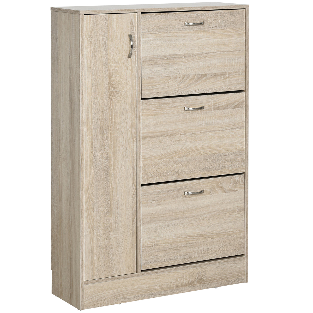Sapateira com 3 Portas para até 12 Pares de Sapatos Móvel de Entrada com Armário Lateral e Compartimento para Sapatos com Prateleira Ajustável em até 2 Níveis 79x26x120cm Madeira — foto 1
