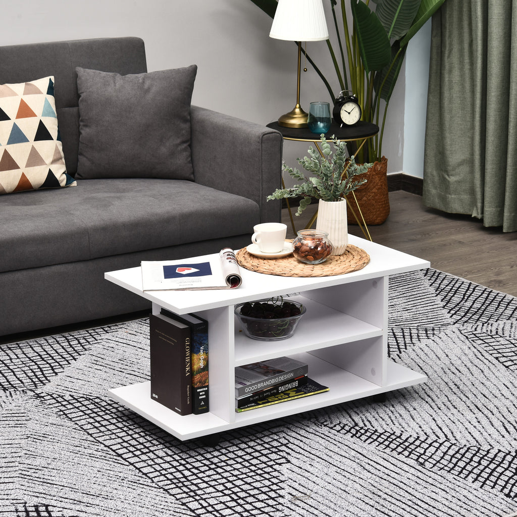 Móvel para TV para Televisores de até 42 Polegadas Móvel de TV com Prateleiras e Rodas com Travão 80x40x40cm Branco — foto 7