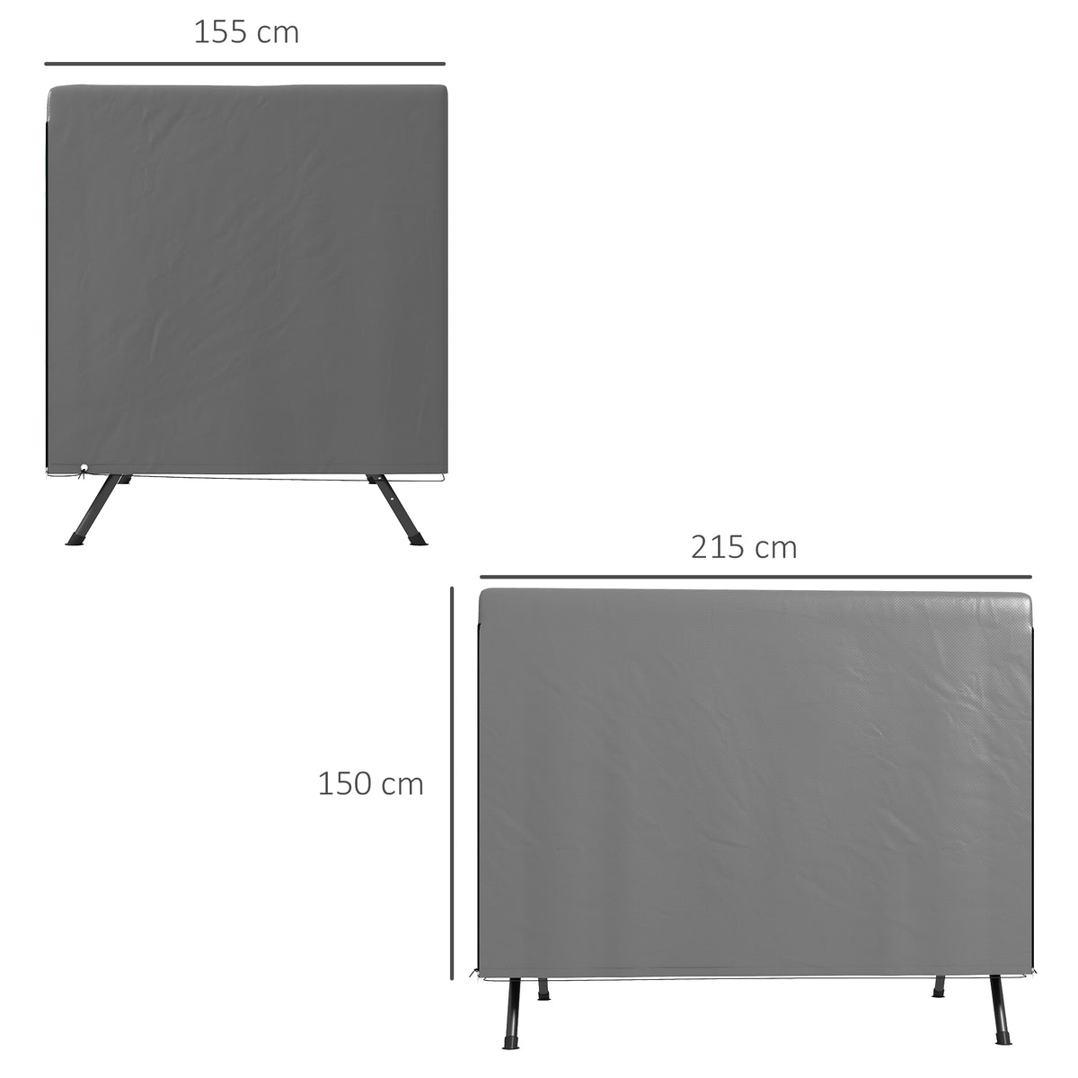 Capa para Baloiço de Jardim, Capa para Baloiço de Exterior, Cobertura com Fecho, Impermeável, 215x155x150 cm, Cinzento Escuro — foto 3