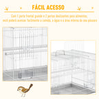 Gaiola para pássaros com 2 poleiros e 3 portas para pássaros pequenos de metal 60x41x41cm branco — foto 5
