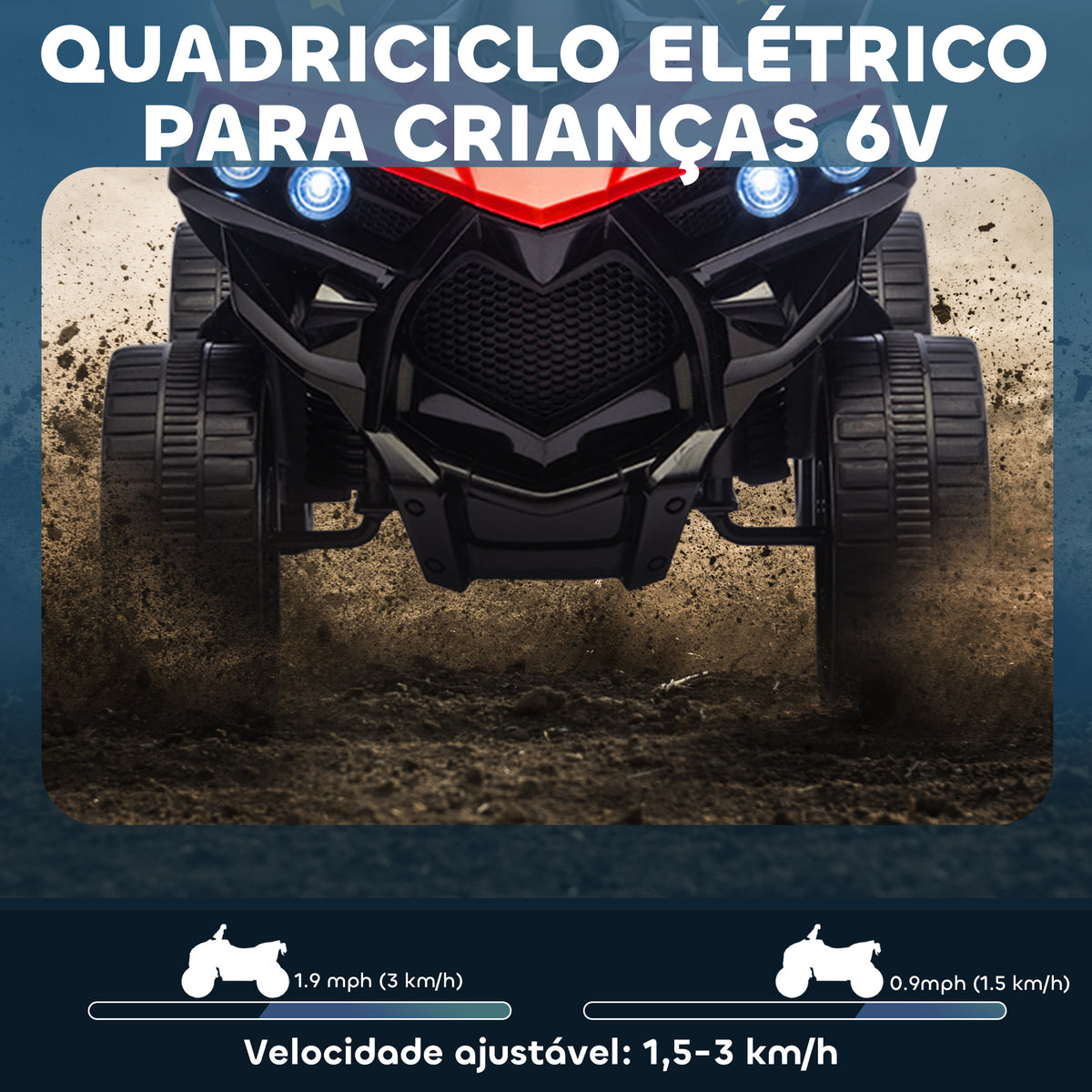 Quadriciclo Elétrico para Crianças 6 V Quadriciclo para Crianças de 3-8 Anos com Velocidade até 3 km/h Faróis e Música 70x42x45 cm Vermelho — foto 4