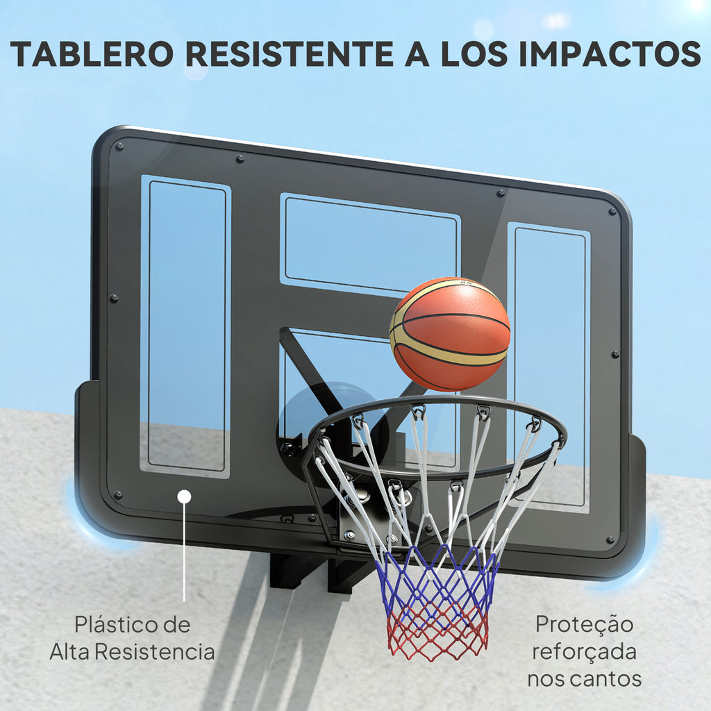 Tabela de Basquetebol de Parede Painel de Basquetebol para Interior e Exterior com Painel Inquebrável de 110x75 cm e Rede Resistente a Rasgos para Adultos e Crianças Preto — foto 5
