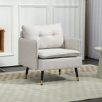 Poltrona Sala de Estar Poltrona Relax com Apoio para os Braços Assento Acolchoado e Pés de Aço Sofá Individual Moderno para Dormitório 76x68x80 cm Creme — foto 2