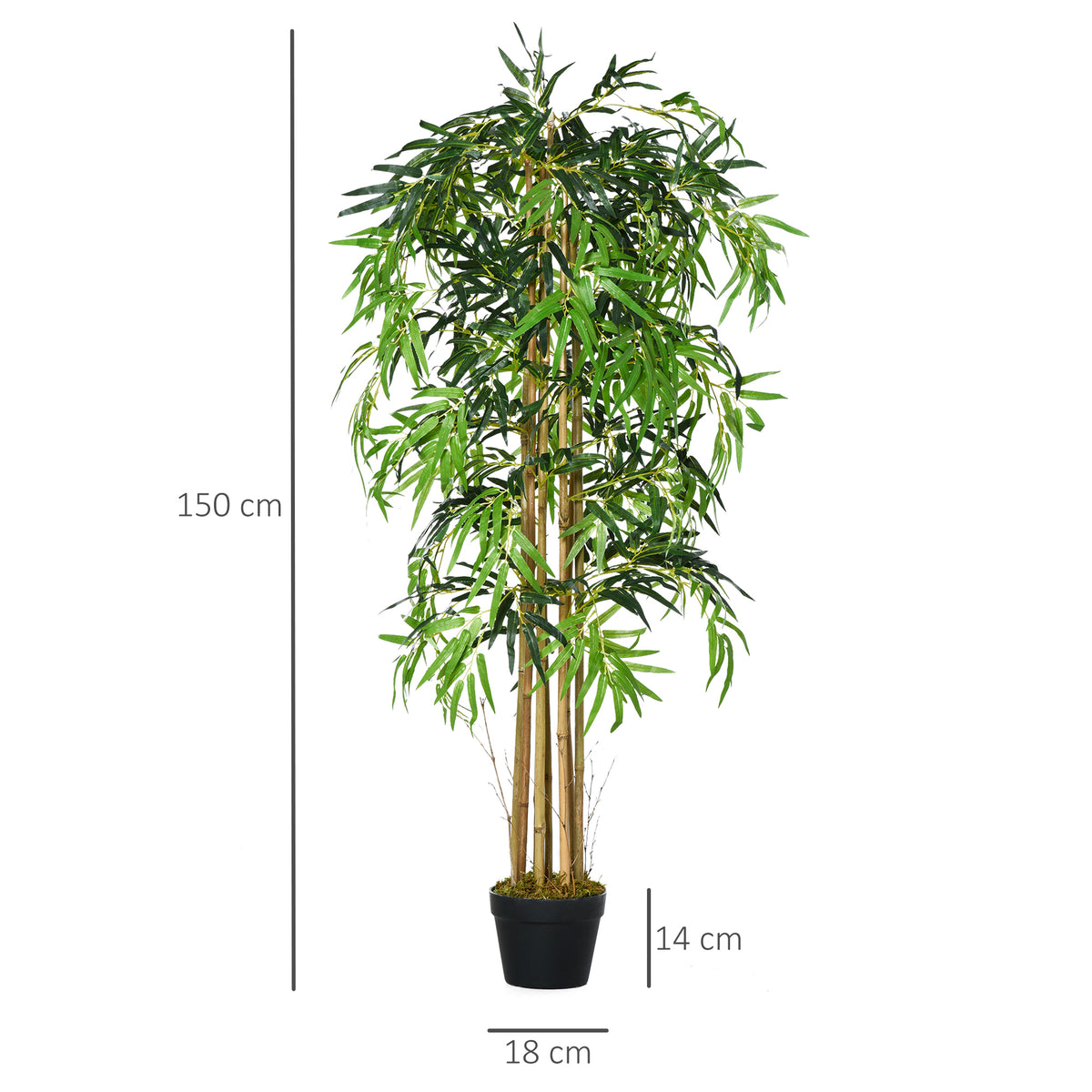 Bambu Artificial 150cm com Vaso Decorativo Planta Sintética Realística Ø18x150 cm Verde — foto 3