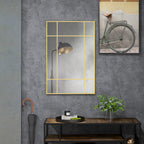 Espelho de Parede Retangular Espelho Estilo Janela 90x60 cm com Moldura de Metal Espelho Decorativo para Sala Quarto Entrada Dourado — foto 2
