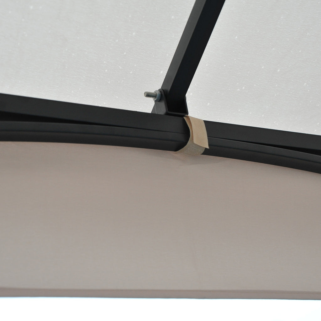 Gazebo de jardim 3x3m com 4 cortinas laterais com zíper e telhado duplo com 8 furos de drenagem bege — foto 8