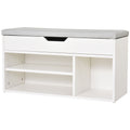 Sapateira com Assento Acolchoado para Entradas e Salões com 1 Gaveta e Prateleira de MDF 80x30x43cm Carga Máxima 120 kg Branco — foto 1