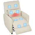 Poltrona de Massagem Relax com Aquecimento Lombar e Massagem por Vibração Poltrona Reclinável Elétrica Motor Silencioso Função de Memória Bolsos Laterais Controle Remoto 88x93x102 cm Creme — foto 1