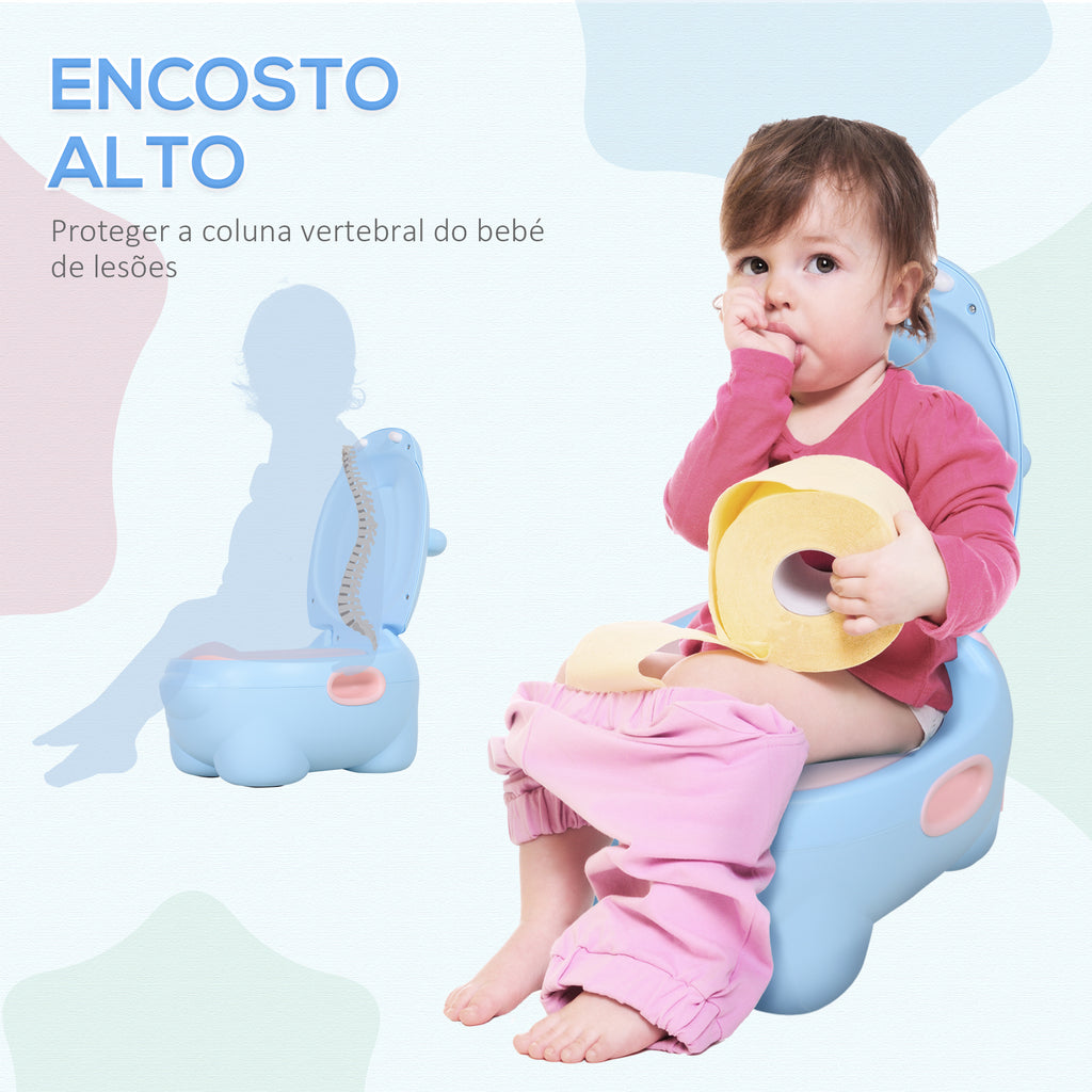 Bacio para Bebé em Forma de Hipopótamo 2 em 1 com Cubo Amovível e Escova de Limpeza Bacio de Aprendizagem Treinamento Portátil Carga 25 kg 40x30x23 cm Azul — foto 6