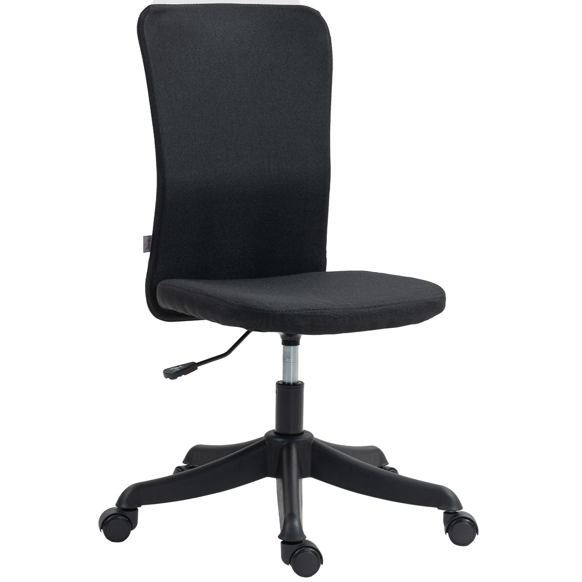 Cadeira de Escritório sem Apoio para os Braços Cadeira de Escritório Giratória Estofada em Linho Sintético com Altura Ajustável para Estudo Dormitório Tocador Carga 120 kg 53x43x85-93 cm Preto — foto 1