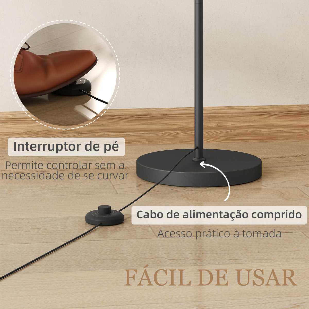 Candeeiro de Pé LED Candeeiro de Pé para Sala com Temperatura de Cor de Ajuste Contínuo 11 Níveis Comando à Distância Temporizador de 60 Minutos 54,3x30,6x159,6 cm Preto — foto 5