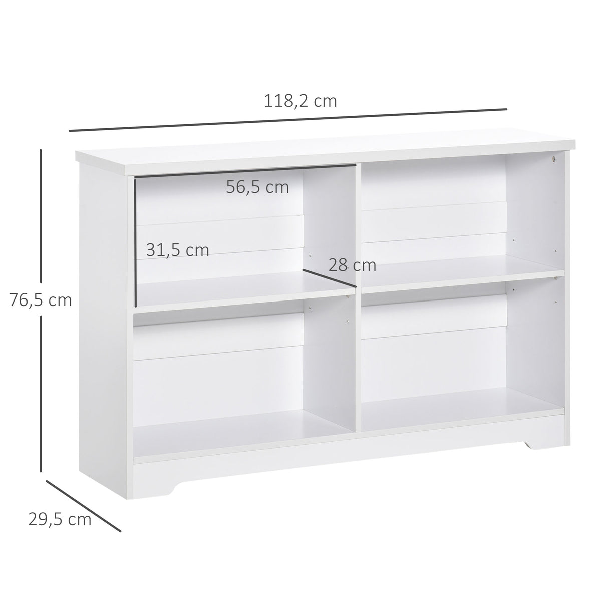 Estante de madeira de4 compartimentos com prateleiras ajustáveis ​​para arquivos 118,2x29,5x76,5 cm — foto 3