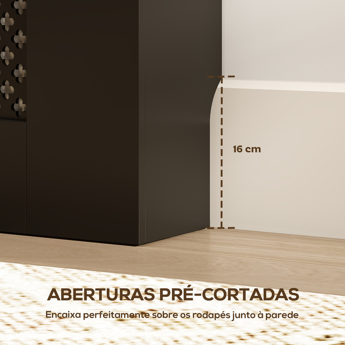 Cobertura para Radiadores Proteção Radiador de MDF 78x19x81 cm Cobertura de Radiador Desenho Moderno de Ripas e Colmeia para Sala Quarto Preto — foto 7