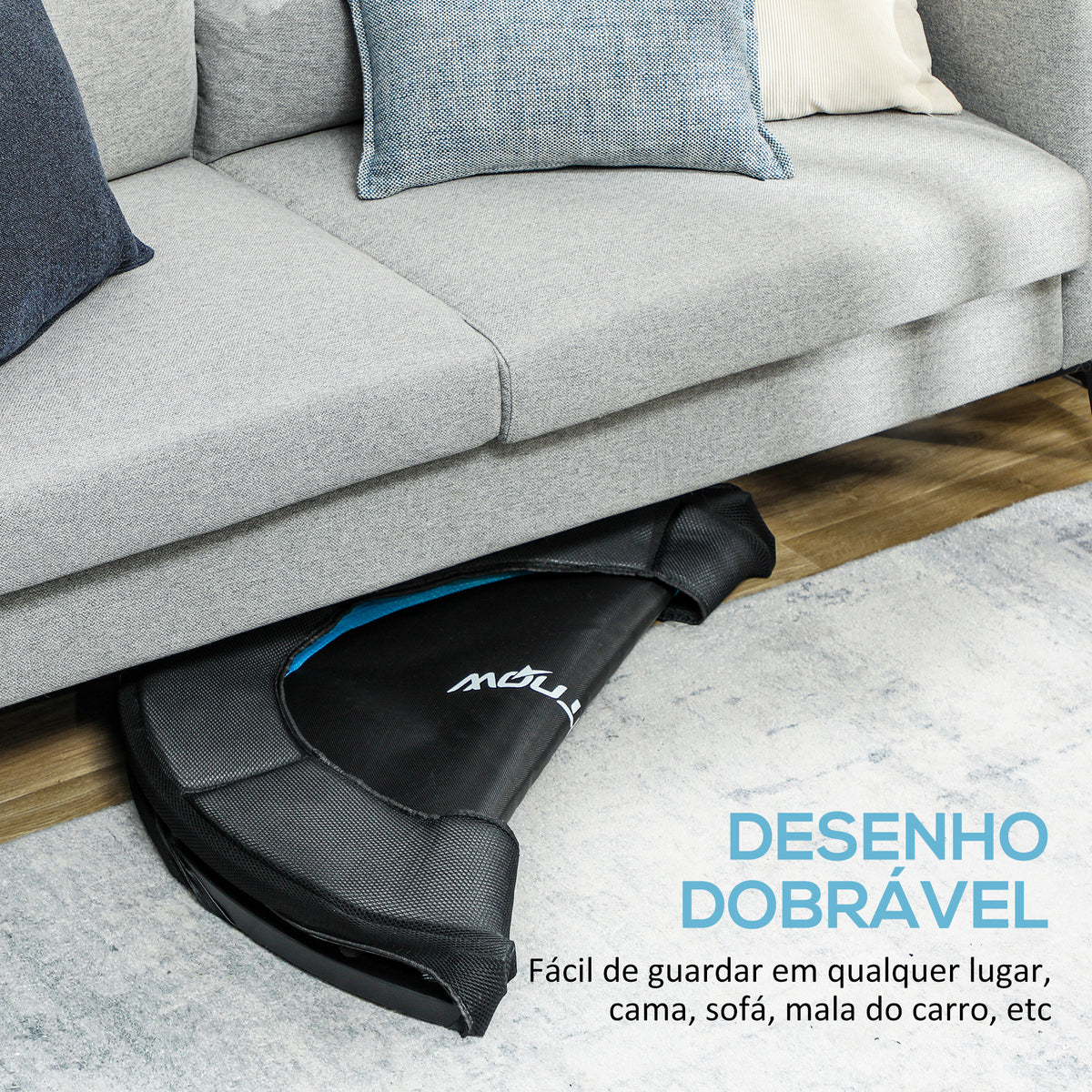 Trampolim Fitness Ø102 cm Trampolim Fitness Dobrável com Estrutura de Aço Antiderrapante Carga 100 kg para Treino de Pernas Corpo em Casa Escritório Ginásio Azul — foto 4