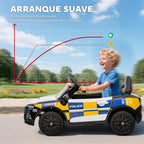 Carro Elétrico Infantil Modelo Policial 12V com Comando a Distância 2,4 Luzes Sirene Música USB e Suspensão 96x60x45 cm Multicor — foto 7