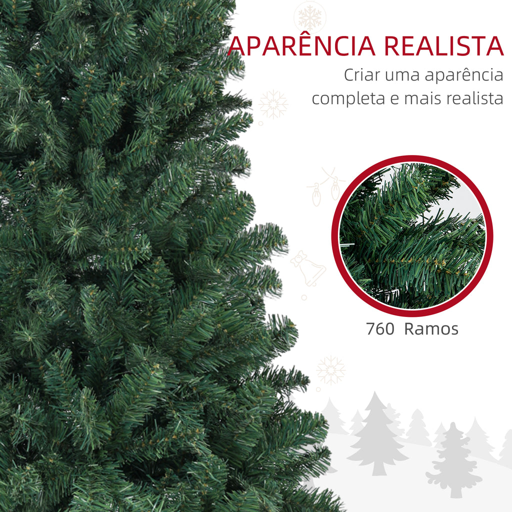 Árvore de Natal 180 cm Árvore de Natal Artificial com 760 Ramos de Arame de Memória e Base Recolhível Árvore de Natal para Sala Verde — foto 7