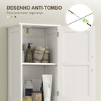 Coluna de Casa de Banho com 2 Portas 1 Gaveta e 2 Prateleiras Ajustáveis Armário Alto de Casa de Banho Estreito Estilo Rústico 40x30x170 cm Branco — foto 7
