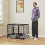 Gaiola de Metal para Cães com Rodas e Freios Bandeja Removível e Porta com Trava para Golden Retriver Labrador 92x62x75cm Preto — foto 3