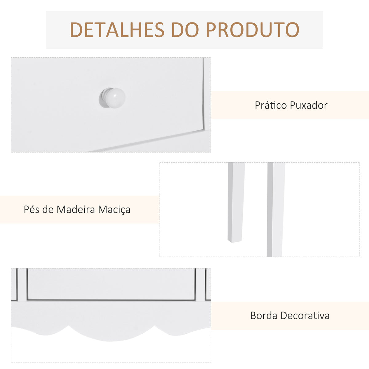 Mesa Consola Elegante Móvel de Entrada com 3 Gavetas 100x32x85cm Branco — foto 6
